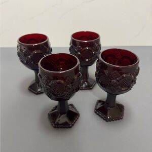 Set of Four Dark Red Goblets